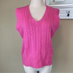 Andrea Becker Cashmere Cable Knit V-neck Sweater Vest Women’s L.